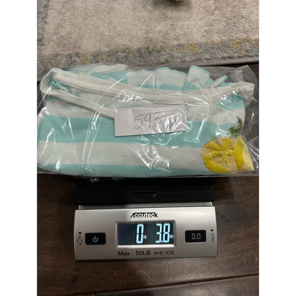 Talbots Striped Lemon Embellished Short Sleeve Tee Blue White Sz Small Petite - Picture 9 of 9